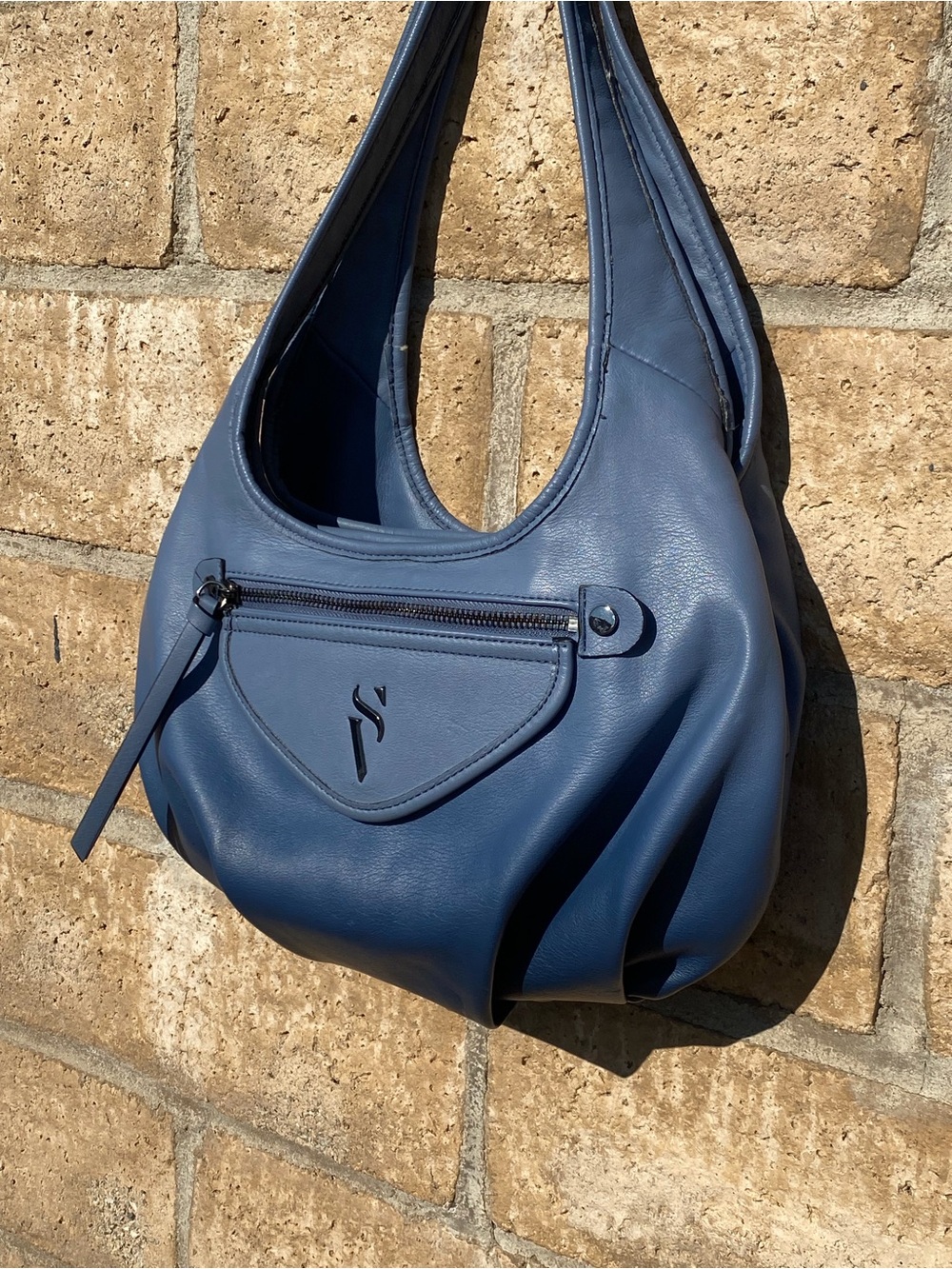 Simply Vera Vera Wang Sidekick Hobo Bag Slate Blue Slouchy Shoulder Purse - Picture 3 of 17
